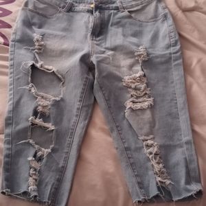 Knee length jean short